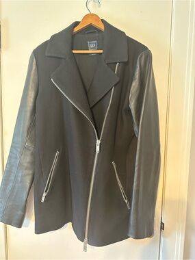 GAP Black Jacket with Faux Leather Sleeves